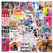 50枚入り　ピンク  バレエステッカー  バレエ少女  ステッカーパック  バレエ関連 手帳シール　バレエ雑貨