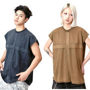 メンズファッション ビンテージ風 タンクトップ 男女兼用 ノースリーブ トップス 春夏 2024新作★全3色