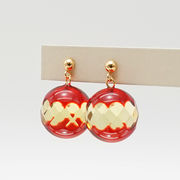 ルビーアンバー ピアス K18 リトアニア産 突き刺し型 フック型 カット 琥珀 Amber アンバー