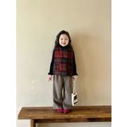 2024秋新作韓国風子供服 ベビー服 キッズ  チェック柄  ベスト  90cm-140cm