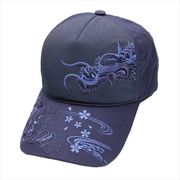 刺繍綿キャップ モノトーン龍虎Ａ ネイビー　帽子/和柄/夏/日除け