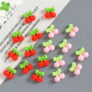 サクランボ デコパーツ DIY素材 アクセサリーパーツ 髪飾り ハンドメイド 貼り付けパーツ
