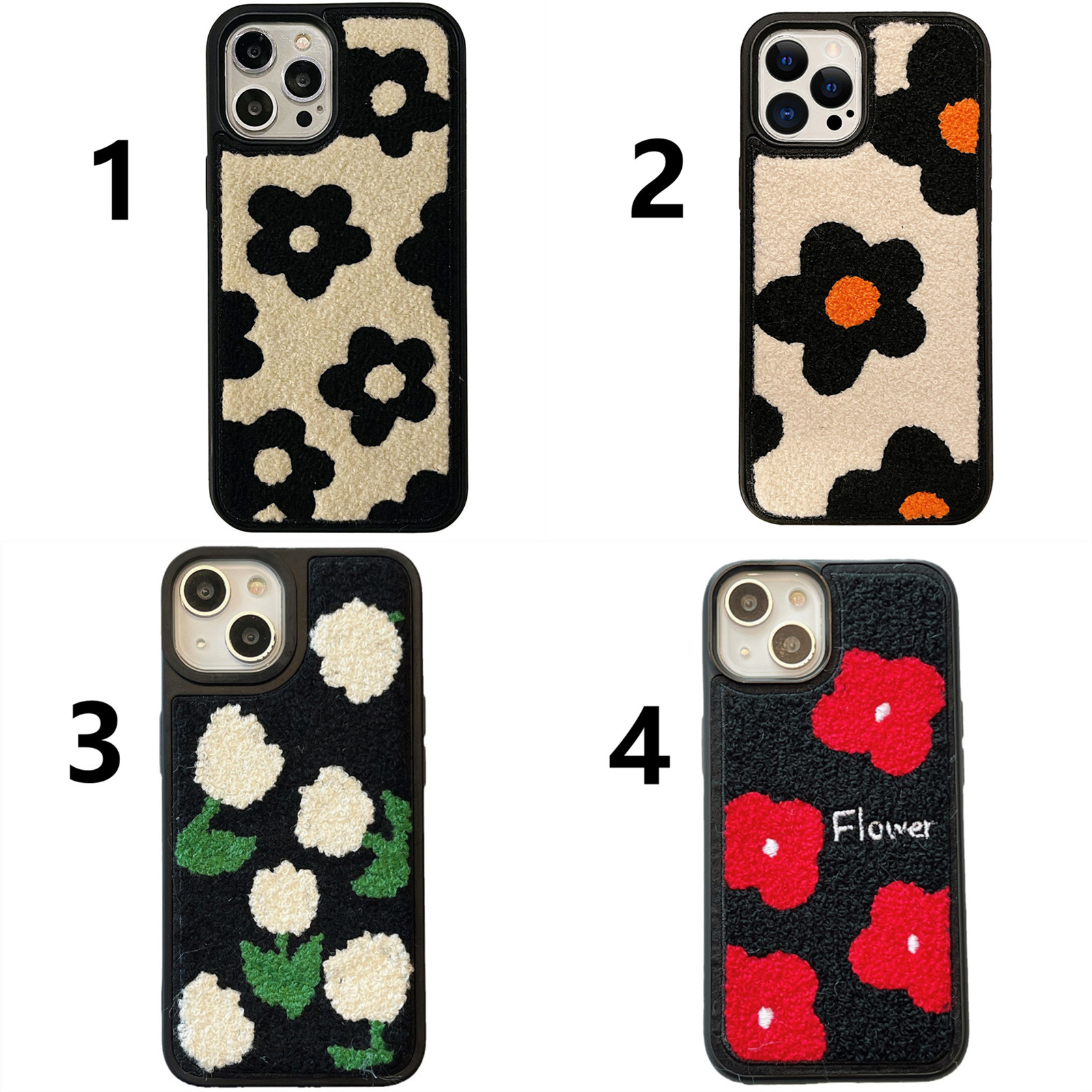 iPhone16Plusカバー モノクロ 刺繍 オシャレ 耐衝撃 iPhone15Pro iphone13 ケース 花柄 フラワー もこもこ 株式会社  シャローム | 卸売・ 問屋・仕入れの専門サイト【NETSEA】