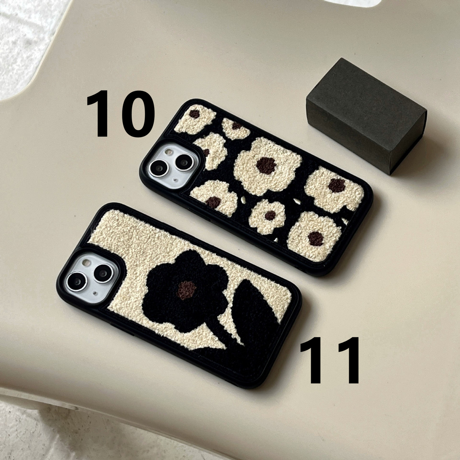 iPhone16Plusカバー モノクロ 刺繍 オシャレ 耐衝撃 iPhone15Pro