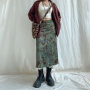 スカート  ハイウェスト  レディース  ロング丈 プリント
