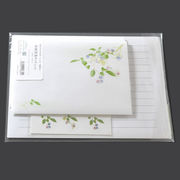 【花のイラスト和紙便箋セット 】( ブルーベリー )和紙便箋8枚+和紙封筒3枚+シール3ピース他・純日本製