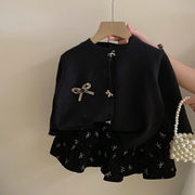 子供服　90~150cm　キッズセーター　リボンボタンカーディガン　韓国キッズ服
