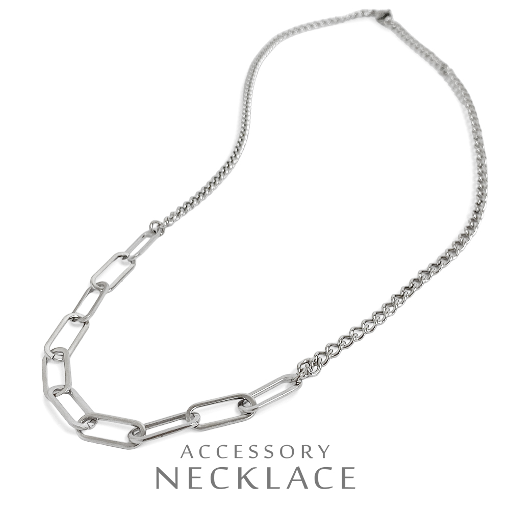 ▼MAGGIO▼MIXデザインチェーンステンレスネックレス　男女兼用　ユニセックス　レディース　メンズ