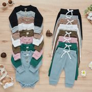 韓国子供服男女乳幼児春秋スーツ綿立襟のズボン2点セット