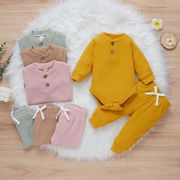 韓国子供服乳幼児保温連体服子供服秋冬ベルベットのズボン2点セット