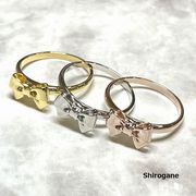 【日本製】可愛いボリューム感たっぷりのレトロなリボンリング☆人気のピンクゴールド☆/BR-2654-PG