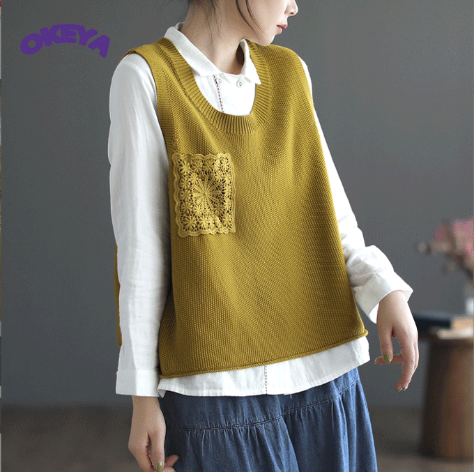 2024年秋冬新作　レディース服　トップス　INS人気商品　ベスト　お出かけ　ニット生地　7色展開