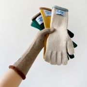 手袋 グローブ ５本指 毛糸 ニット 厚手 スマホタッチ レディース