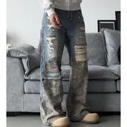 2024春秋新作 ボトムス カジュアル メンズ  デニム パンツ スラックス ジーンズ ワイドパンツ 男