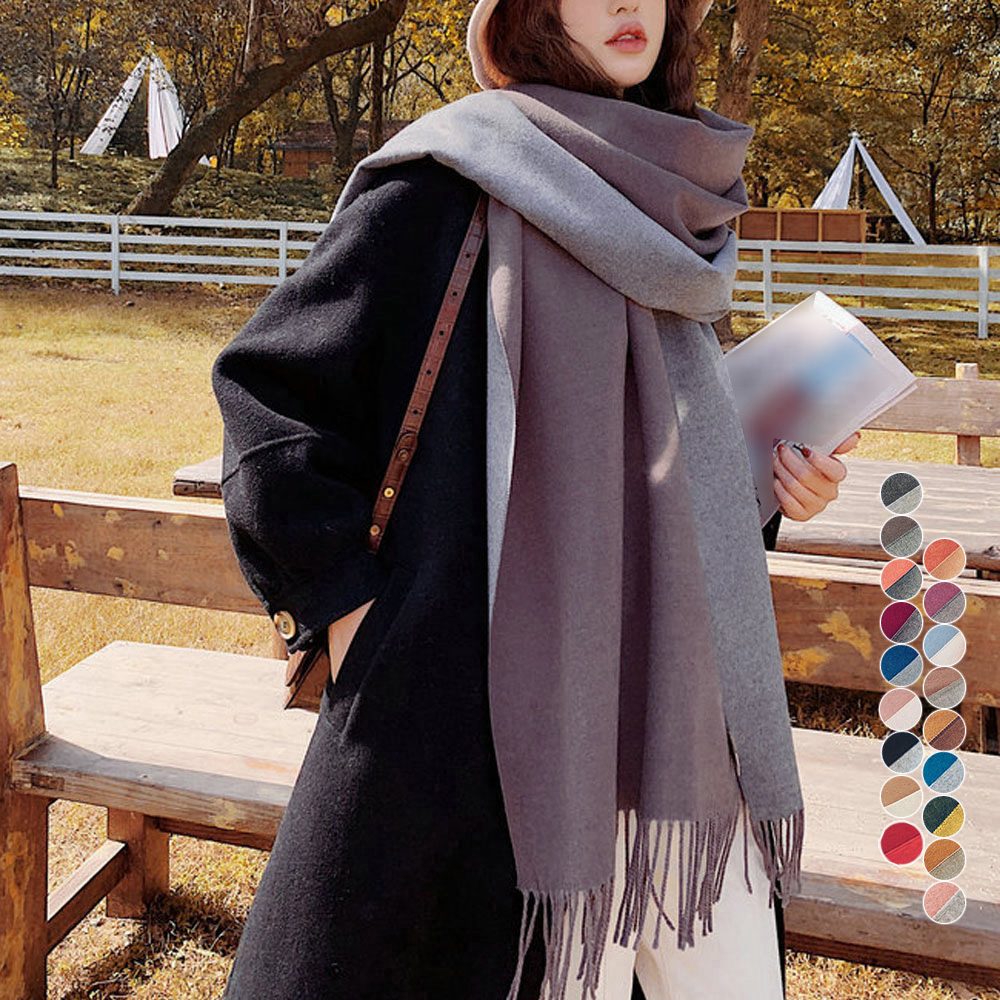 seyto/セイト リバーシブルフリンジウールロングマフラー 本日限定