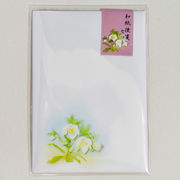 【花のイラスト和紙便箋セット 】(クリスマスローズ)/和紙便箋8枚+和紙封筒3枚+シール3ピース他・純日本製