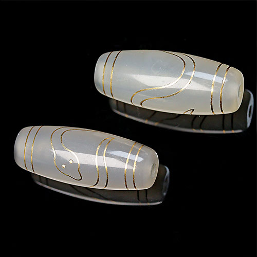 天珠】金線白蛇天珠 守り 開運 約30x13mm【ランダム発送
