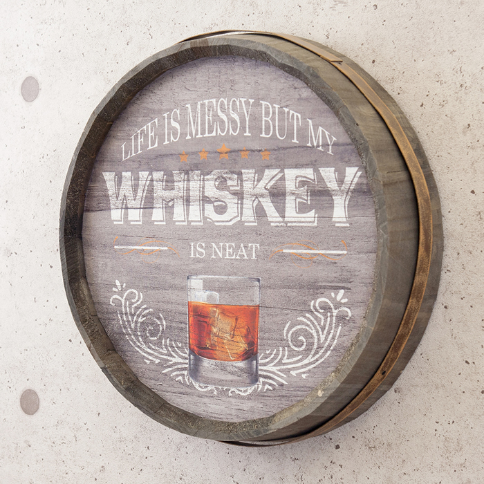 バレルトップウォールサイン★WHISKEY IS NEAT