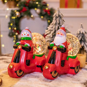 2024新作クリスマスオーナメントオルゴールクリスタルボール吹雪バイクサンタプレゼント
