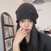 帽子　ニットキャップ　レディース　韓国ファッション　デザイン　スパンコール