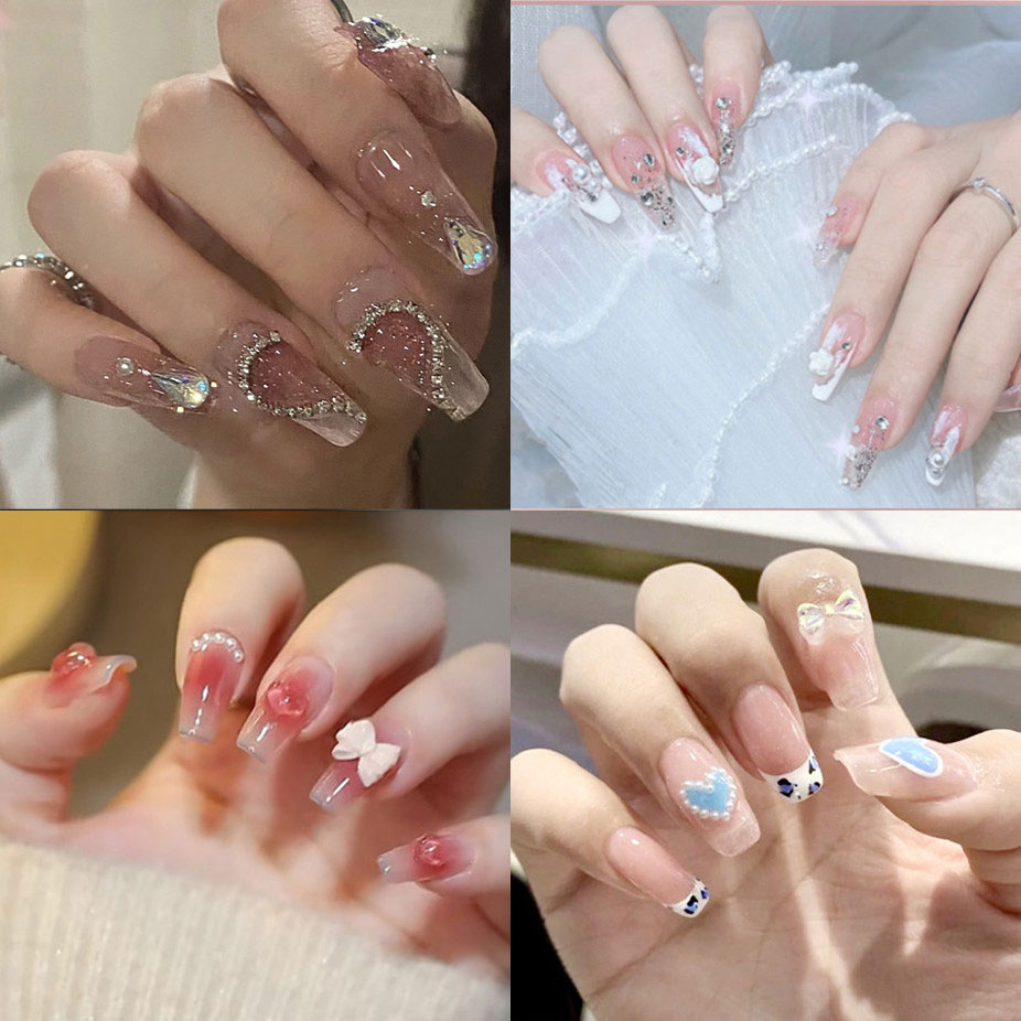 ネイルシール 貼るだけ ネイルチップ ロング ネイルアート ネイルラップ セルフネイル 全面貼り デザイン