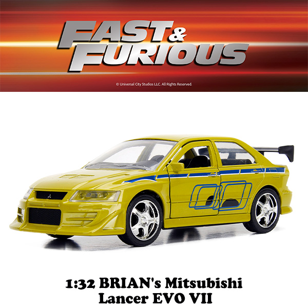 JADATOYS 1:32 ワイルドスピードダイキャストカー BRIAN's Mitsubishi Lancer EVO VII