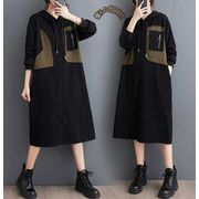 2025年春秋新作　レディース服　ワンピース　フード付き　切り替え　パーカーワンピース　カジュアル