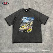 メンズ プリント/無地 ビンテージ風 半袖Tシャツ 男女兼用 ストリート系 トップス 春夏 2025新作★