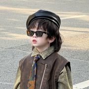 キッズ 子供用 キャップ 帽子 ベレー帽 PU フェイクレザー