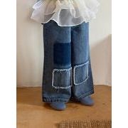 2025春夏子供服 シンプル 無地 ロングパンツ 韓国風子供服 ボトムス デニムパンツ ジーンズ [90~150cm]