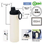 ウェルフ・直飲み真空ステンレスボトル（650ml）　水筒/タンブラー/お弁当/アウトドア/スポーツ/水分補給