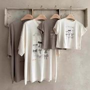 【2024夏新作親子コーデ】韓国風子供服 ベビー服 キッズ 男女兼用 おしゃれ 半袖 トップス Tシャツ