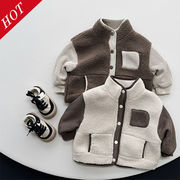 Muziyou☆韓国風子供服 ベビー服 くすみカラー 男女兼用 アウター ニット 配色 カーディガン