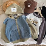 【2024春★デニム異素材MIX】韓国風子供服 ベビー服 キッズ 男女兼用 アウター コート ジャケット