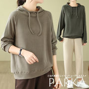 レディース プルオーバー カットソー 長袖 パーカー トップス フード フーディ