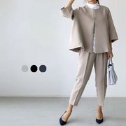 【2024春新作】韓国風レディース服　春　ゆったり スーツ セットアップ シンプル 通勤 入学式 きれいめ　