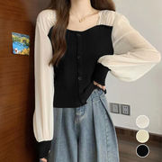 ニットブラウス 袖切り替えニットトップス