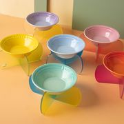 【2024夏新作】 ペット 食器 フードボウル 可愛い 餌入れ 陶器 水入れ スタンド 韓国風 グラデーション