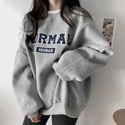 【冬服】韓国風レディース服　カジュアル　体型カバー　英字パーカー