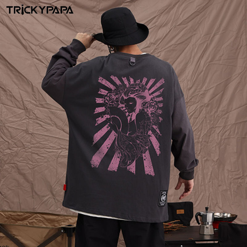 メンズファッション オーバーサイズ 長袖Tシャツ 男女兼用 ストリート系トップス 春夏 2025新作★全6色