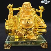 風水 布袋様 金運アップ 七福神  ハッピーブッダ happy buddha statue(笑納百財布袋金色5番)