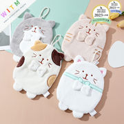 猫柄 手拭き タオル キッチンタオル 洗面室 ループ付き 吸水性 肌に優しい かわいい