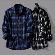 2025春秋メンズ服 シンプル チェック柄 ワイシャツ ins人気 トップス コート 韓国風 長袖Ｔシャツ[M~3XL]