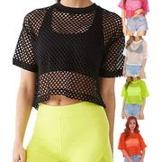 クロスボーダーレディースメッシュTシャツ カジュアルトップス 110012