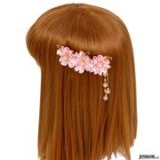 桜 3連つまみ細工 コーム【かんざし/ゴールド/浴衣/七五三/成人式/卒業式/和装】