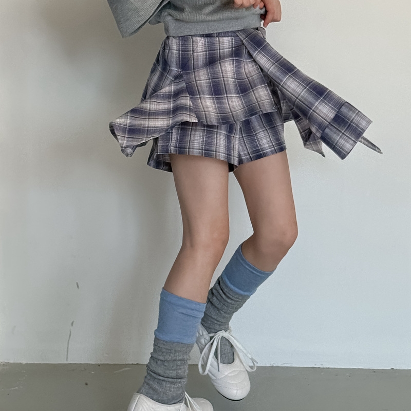 ジュニア服 110~160cm キッズミニスカート チェックスカート 韓国キッズ服