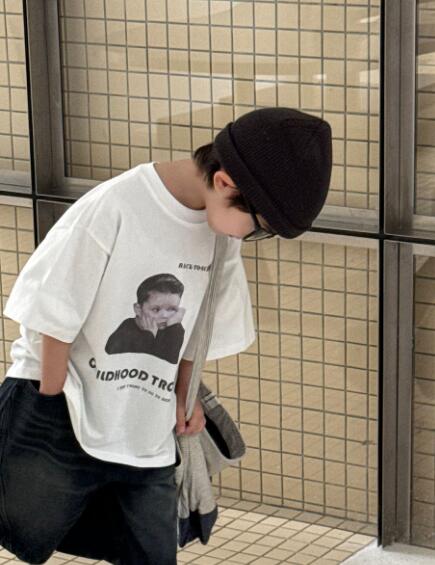 2025新作 キッズ　QQMM  トップス　半袖Tシャツ　100-160CM　２色