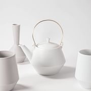晋山窯ヤマツ Frustum ミニ土瓶 白藍 (真鍮ツル)[美濃焼]