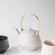 晋山窯ヤマツ Frustum ミニ土瓶 薄墨 (真鍮ツル)[美濃焼]