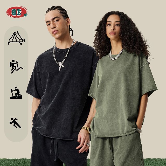 メンズ ビンテージ風 半袖 Tシャツ 男女兼用 ショートパンツ セットアップ 2025新作 春夏★全5色